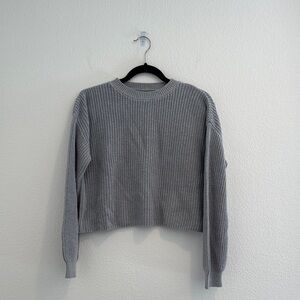 BP. - Cropped Ribbed Knit Sweater | Size M - Grey